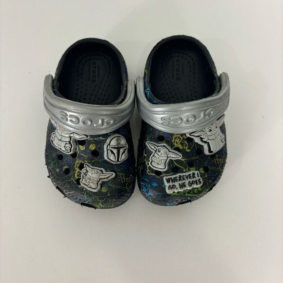 Star Wars x Crocs Black with Silver Clog Shoes Baby Size 4 - Picture 2 of 7